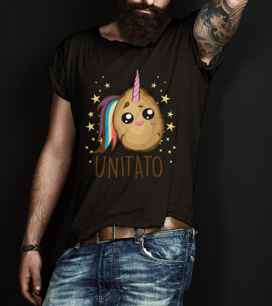 Funny Potato Unicorn UNITATO Cute Starry Rainbow Horn T-Shirt