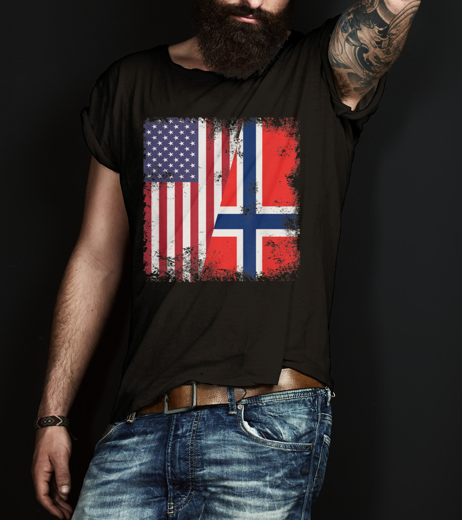 USA Norway Half Flag T-Shirt