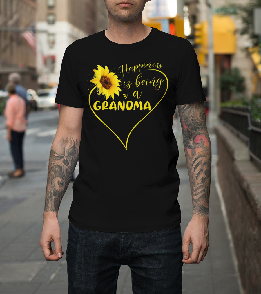 Happiness Is Being A Grandma Sunflower Heart T-Shirt