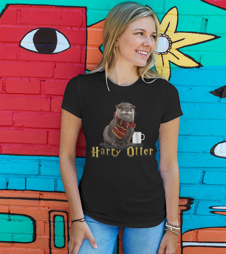 Harry Otter Magic Mug In Gryffindor Scarf T-Shirt
