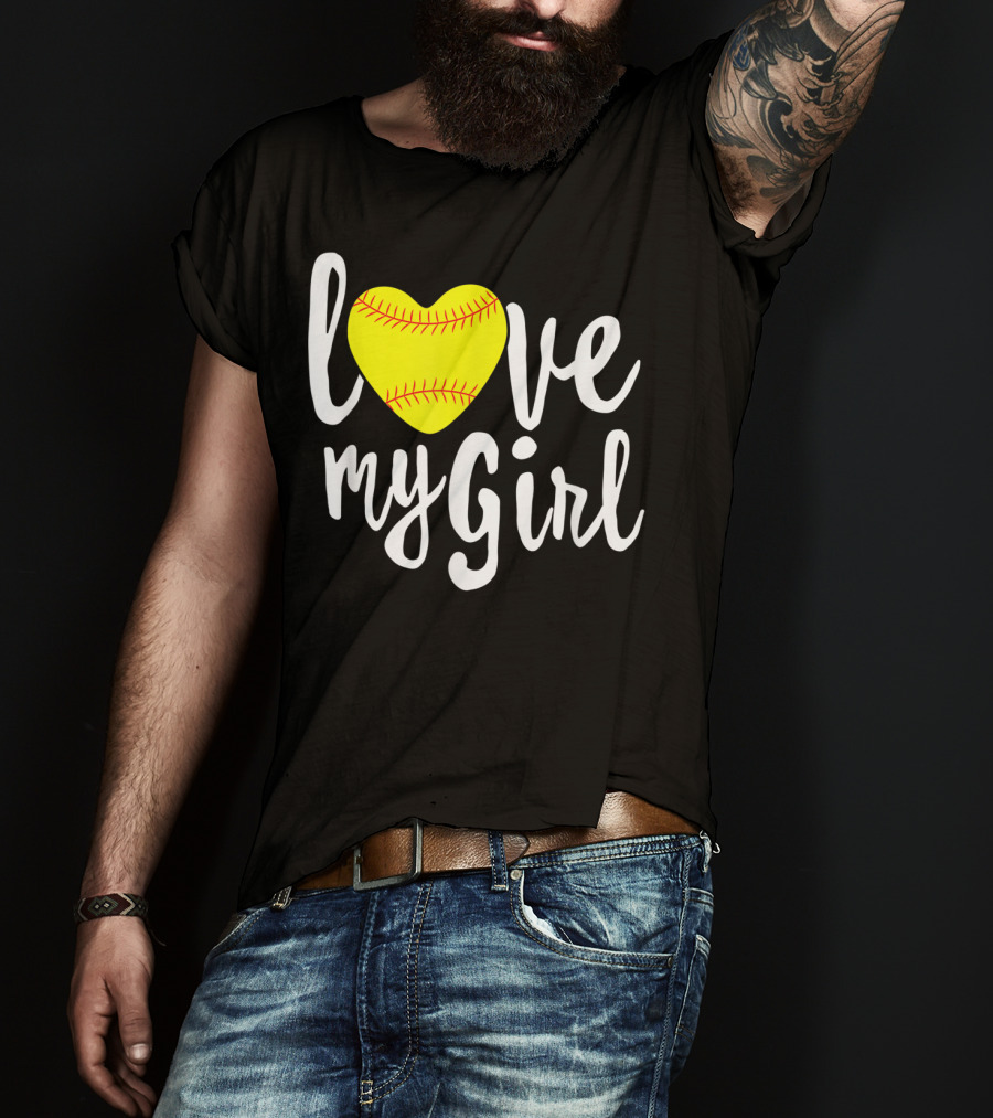 Love My Girl Softball Heart T-Shirt