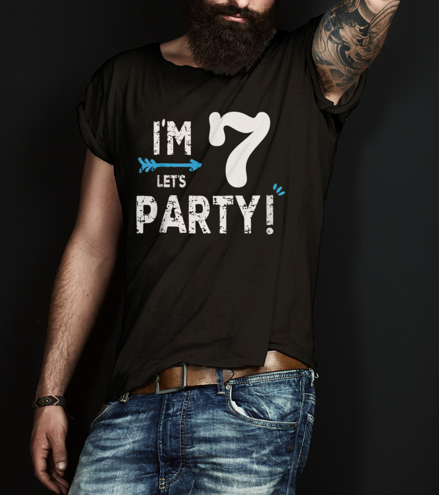 I'm 7 Let's Party Kids Birthday Boy 7th Birt T-Shirt