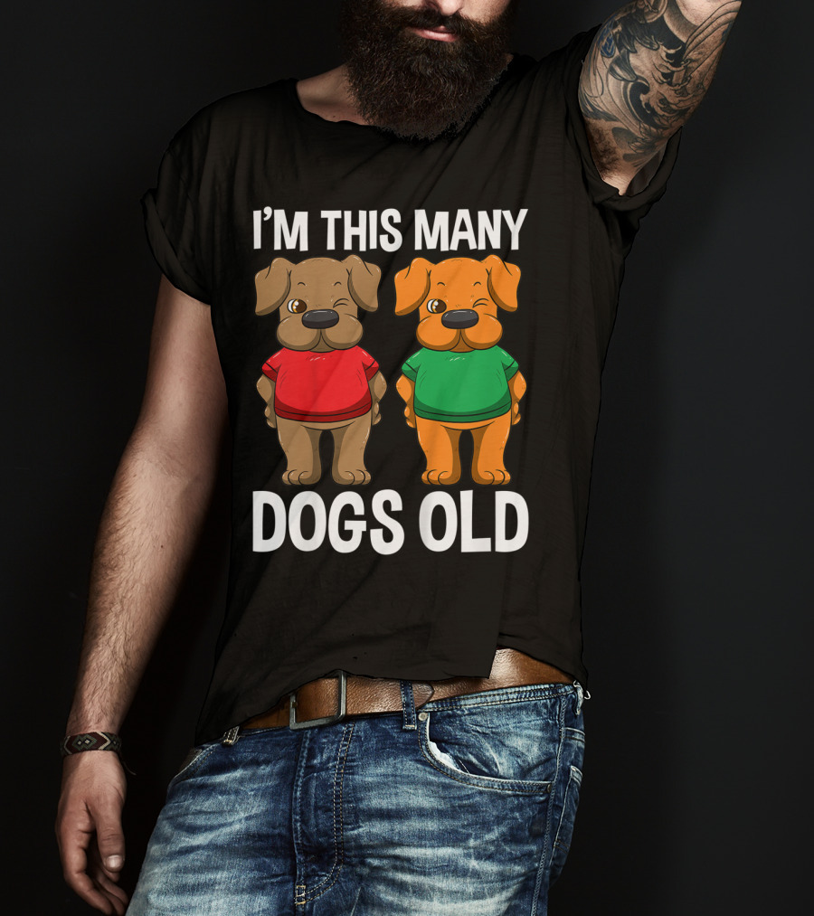 I'm This Many Dogs Old Cute Kids 2 Yr Boy Girl Birthday T-Shirt