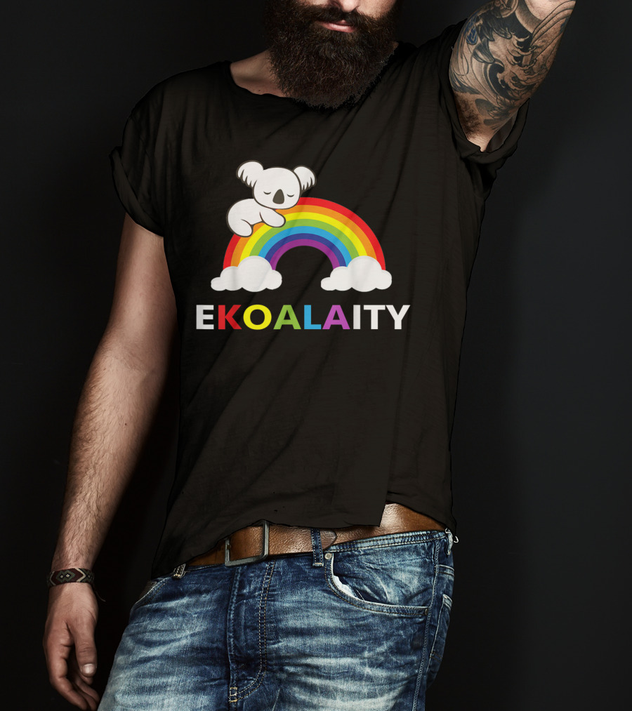 EKOALAITY Koala Rainbow Flag Gay Pride T-Shirt