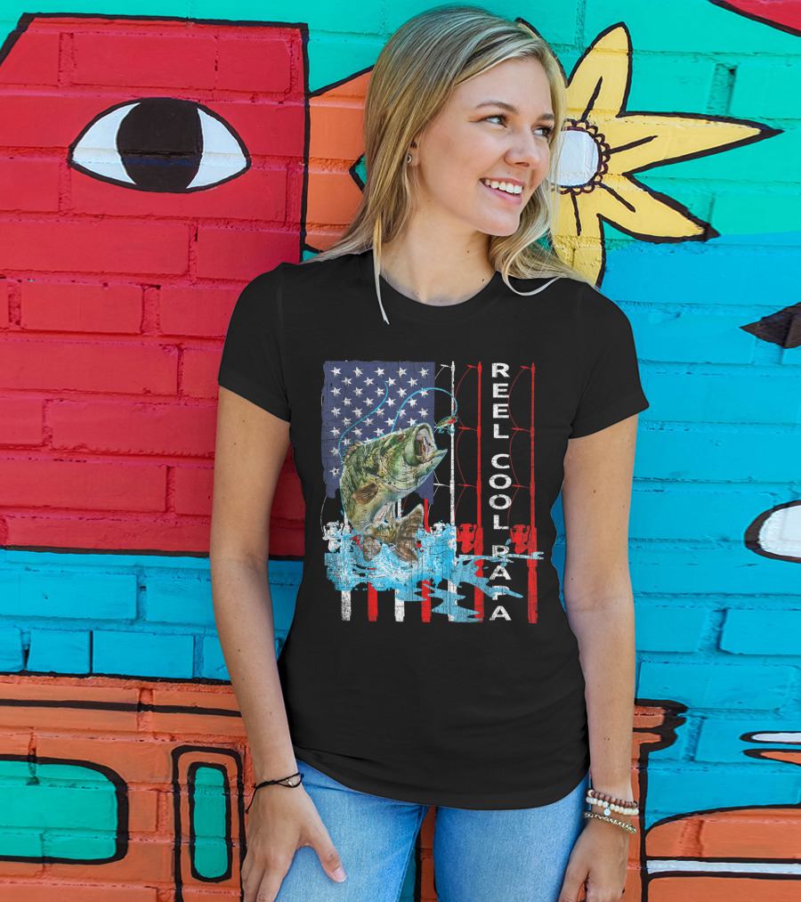 Reel Cool Papa American Flag Fish T-Shirt