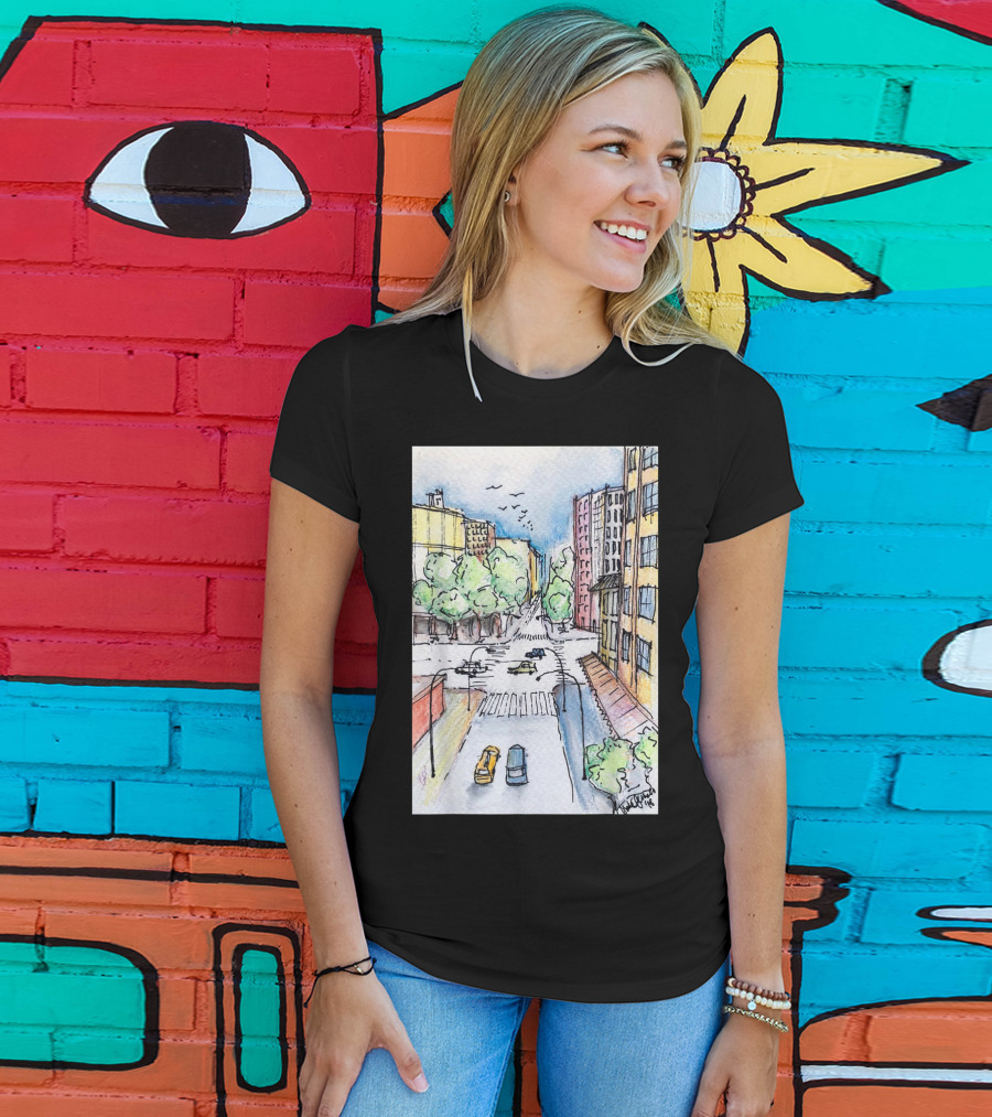 New York City Urban Street View From The Highline With Cars And Buildings T-Shirt