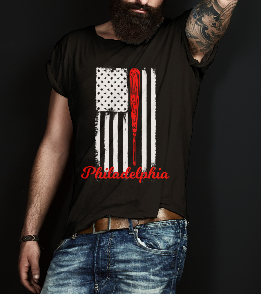 Philadelphia Baseball Flag American Bat T-Shirt