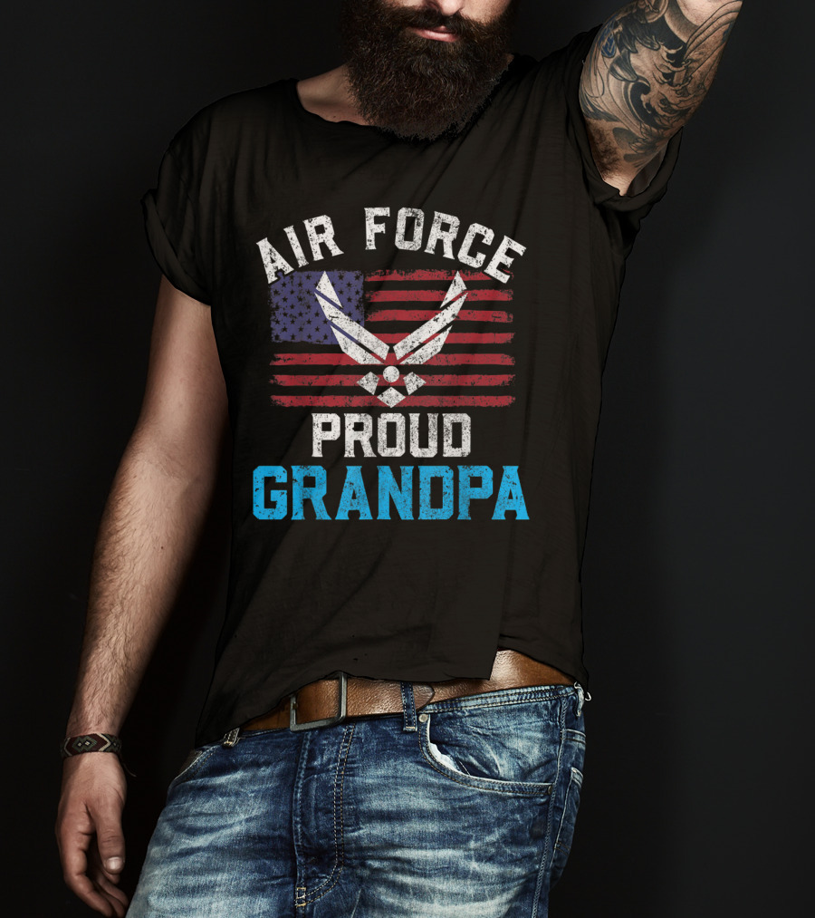 Proud Air Force Grandpa American Flag T-Shirt