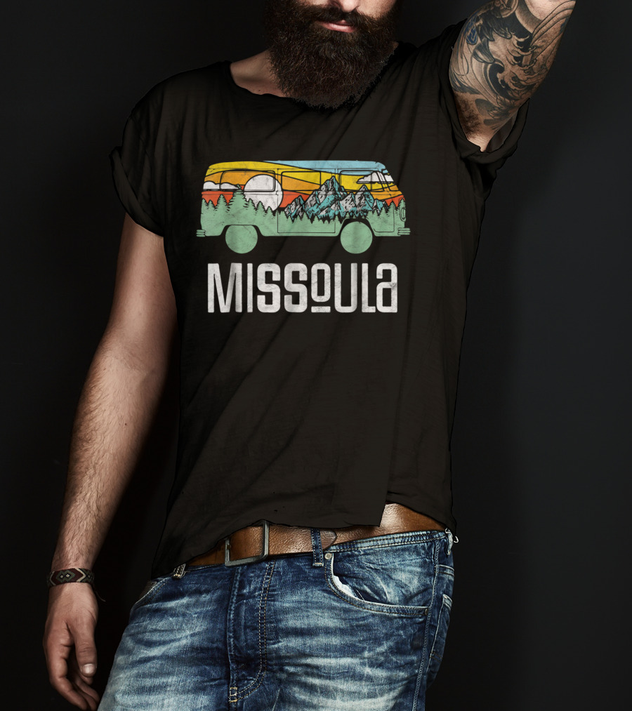 Missoula Montana Retro Hippie Van Nature Scene T-Shirt