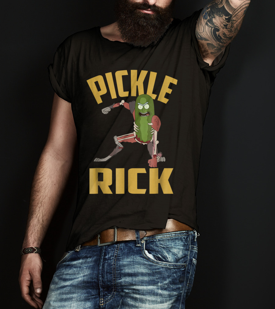 Rick And Morty Pickle Rick Punch Action Pose T-Shirt