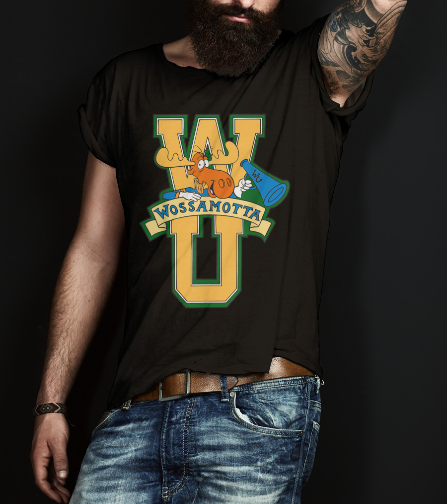 Rocky And Bullwinkle Wossamotta U WU Moose Megaphone T-Shirt