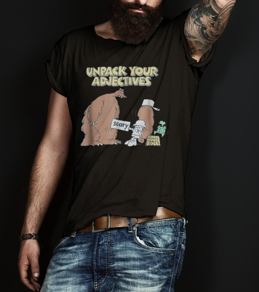 Schoolhouse Rock Unpack Your Adjectives Scary Bear T-Shirt