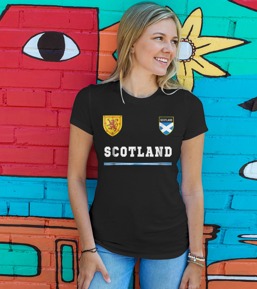 Scotland Soccer Jersey Flag With Scottish Lion And Saltire Badges T-Shirt