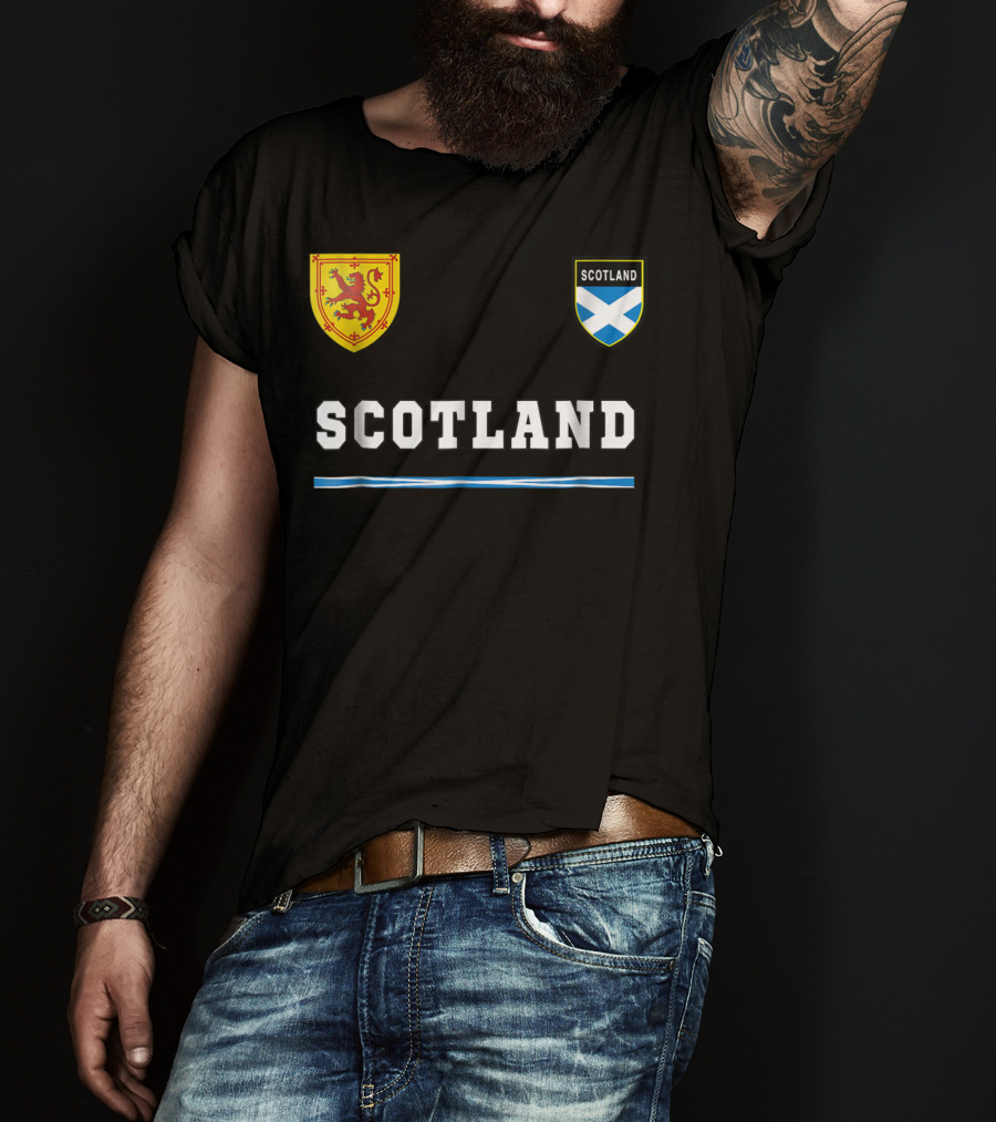 Scotland Soccer Jersey Flag With Scottish Lion And Saltire Badges T-Shirt