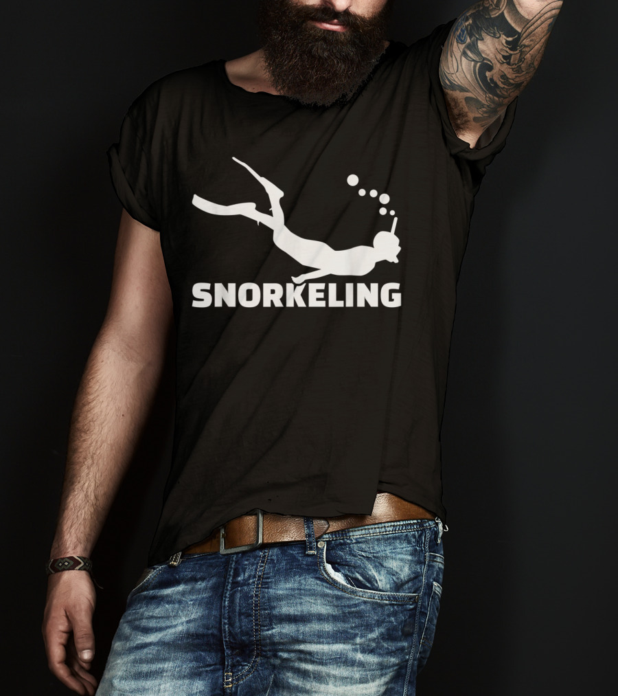 Snorkeling Diver Silhouette With Bubbles T-Shirt