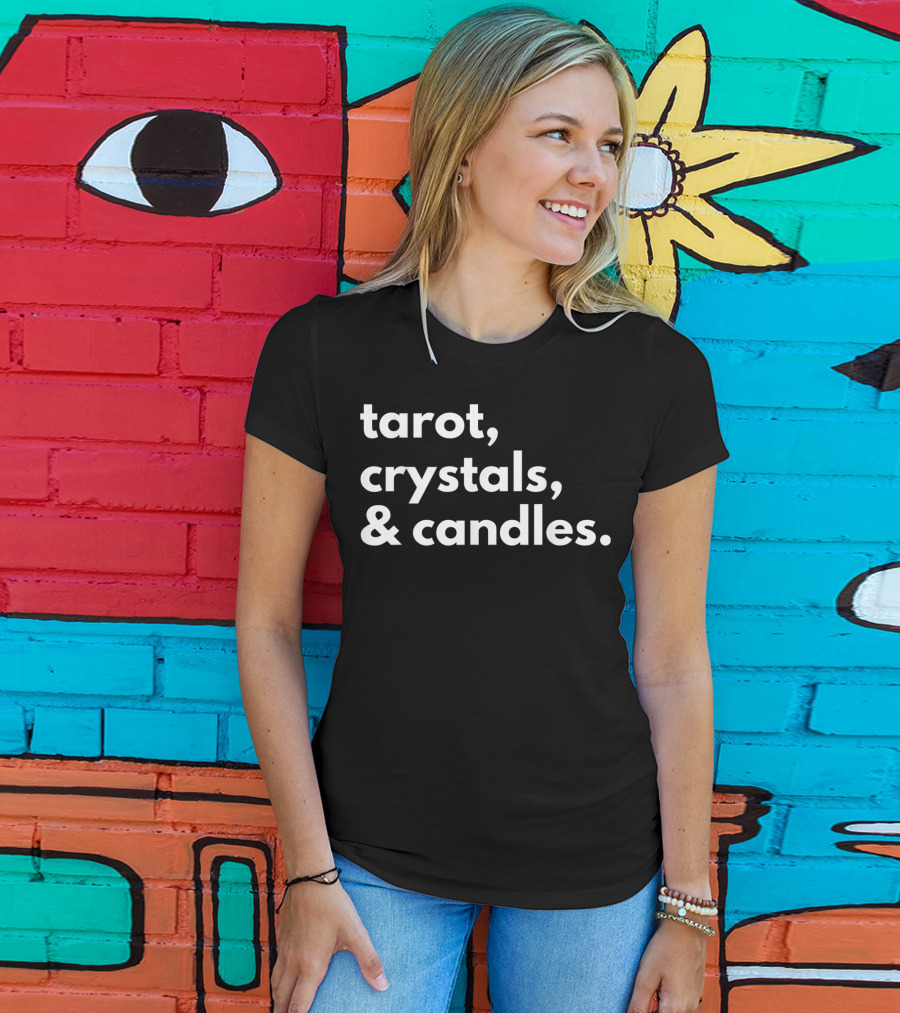 Tarot Crystals And Candles Magick Mystical Elements T-Shirt
