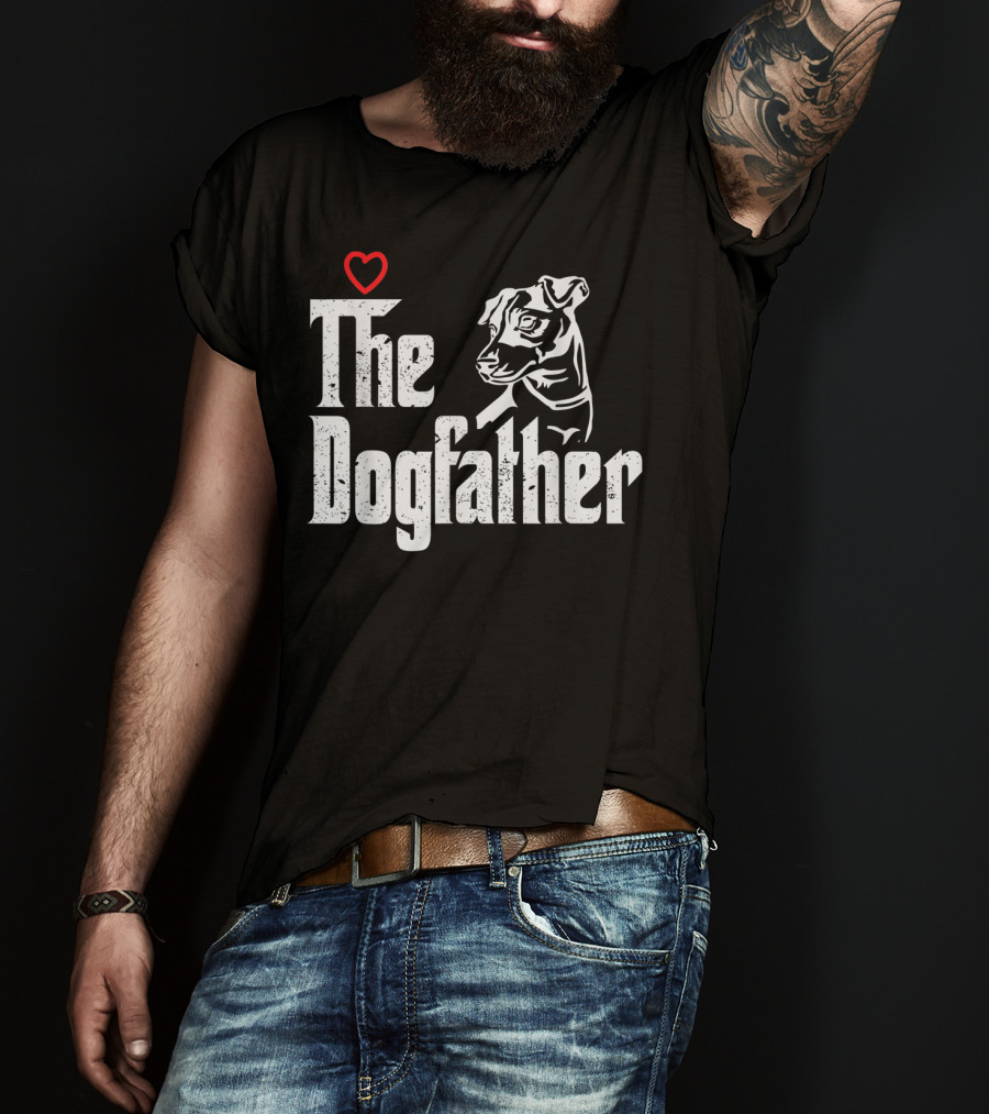 The Dogfather Jack Russell Dog Dad Father With Heart T-Shirt