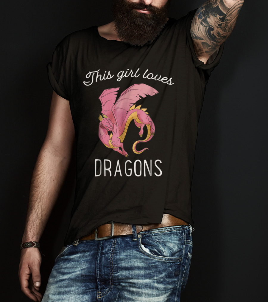 This Girl Loves Dragons Cute Pink Flying Dragon T-Shirt