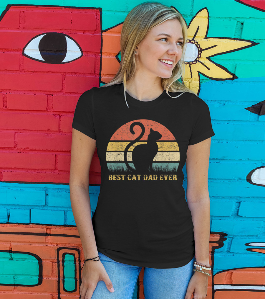 Best Cat Dad Ever Vintage Cat Daddy Father T-Shirt