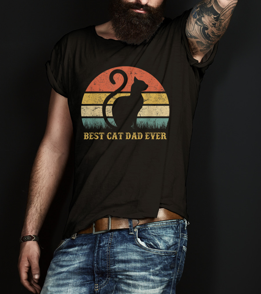 Best Cat Dad Ever Vintage Cat Daddy Father T-Shirt