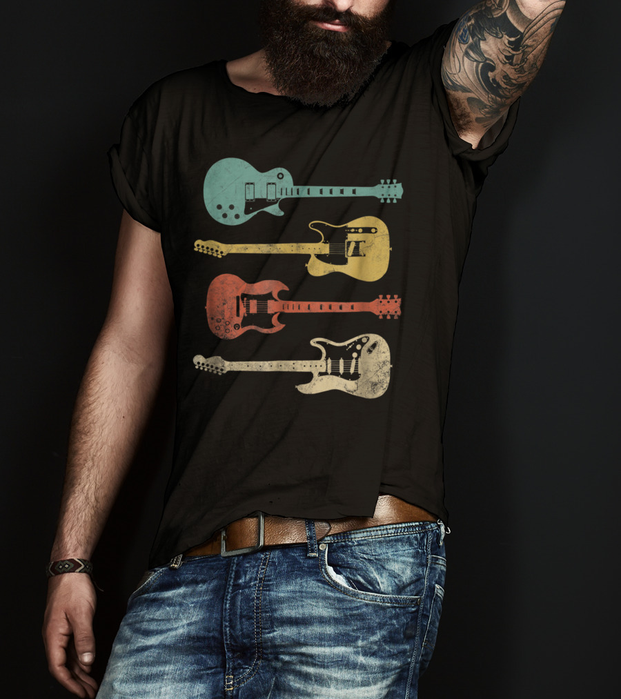 Vintage Classic Colorful Electric Guitars Collection T-Shirt