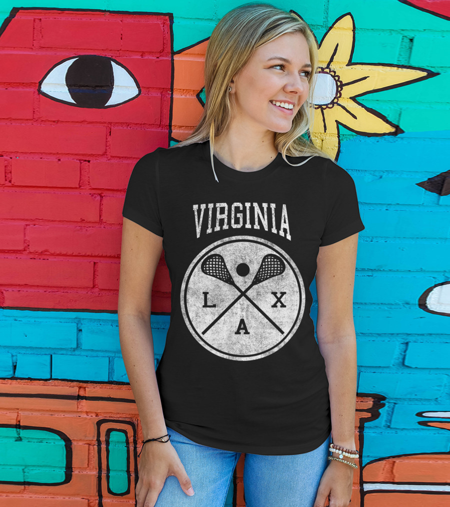 Virginia LAX Vintage Lacrosse Crossed Sticks Circle T-Shirt