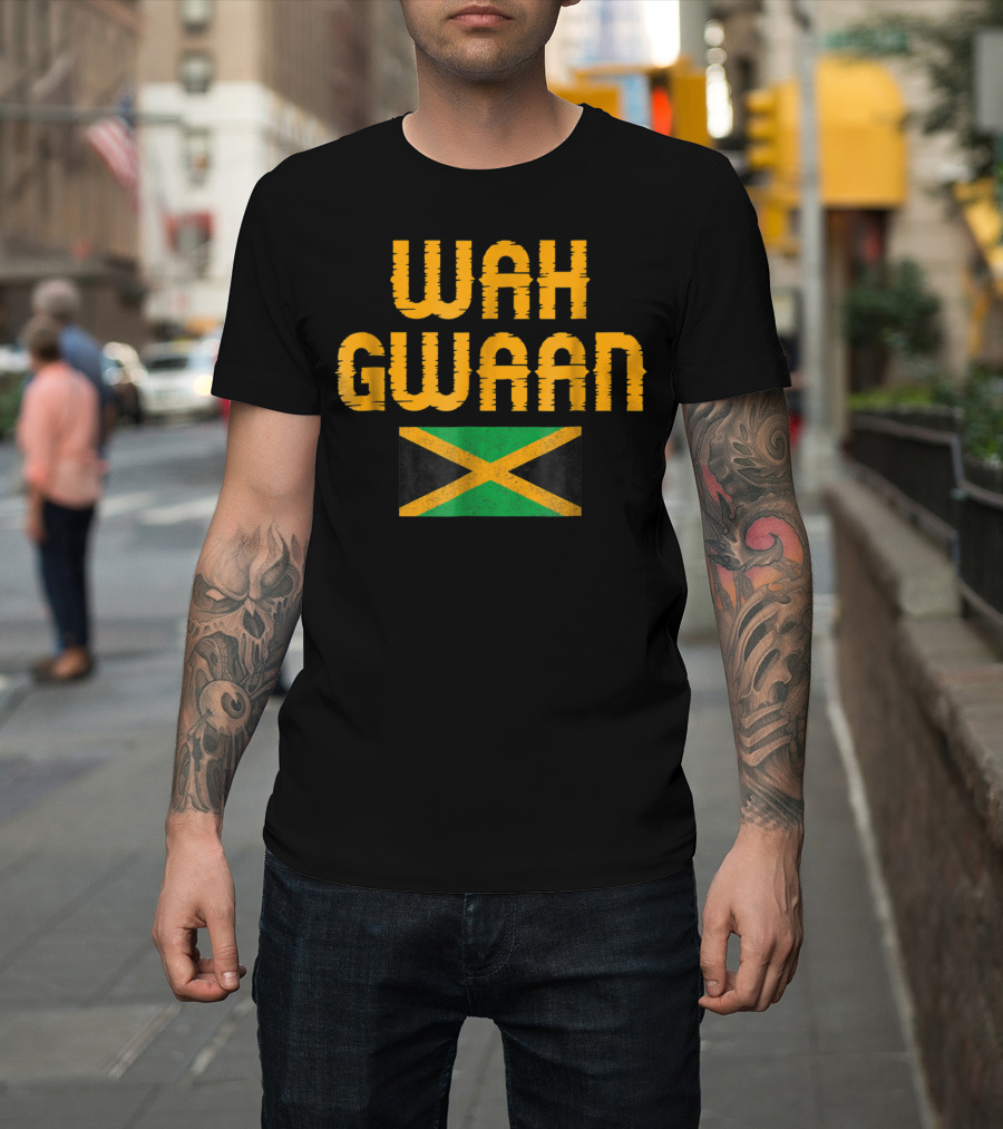 Wah Gwaan Jamaican Flag Banner T-Shirt