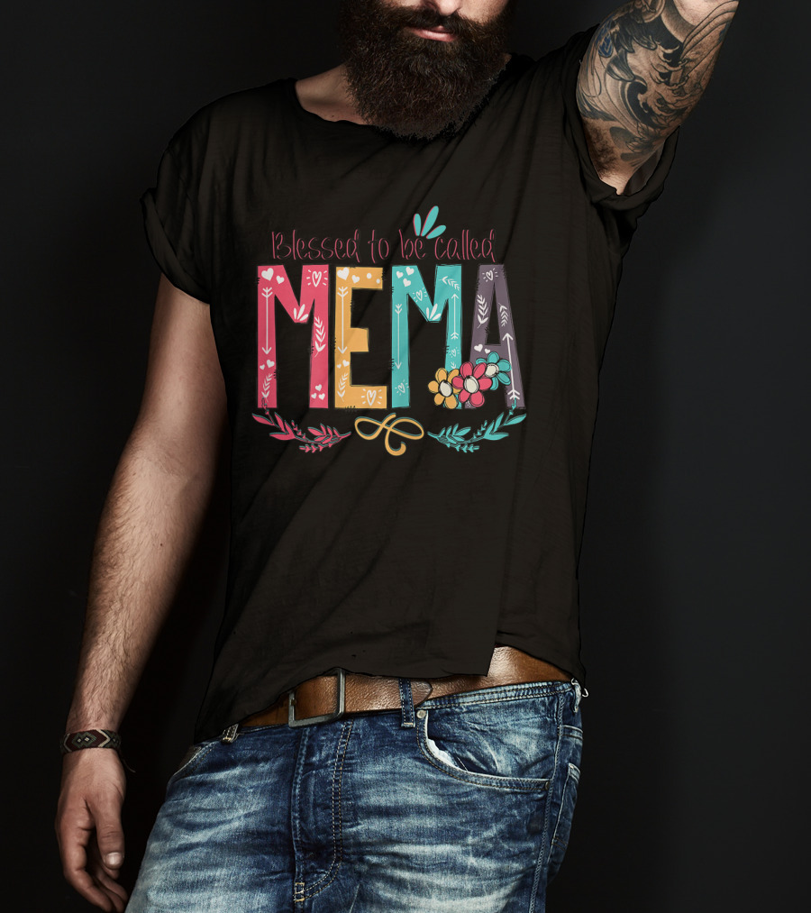 Blessed To Be Called MeMa Floral Colorful T-Shirt