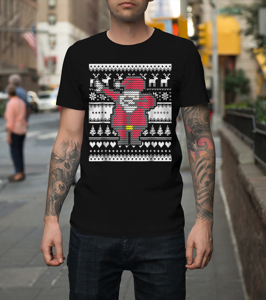 Dabbing Santa Claus Ugly Christmas Sweater Pattern T-Shirt