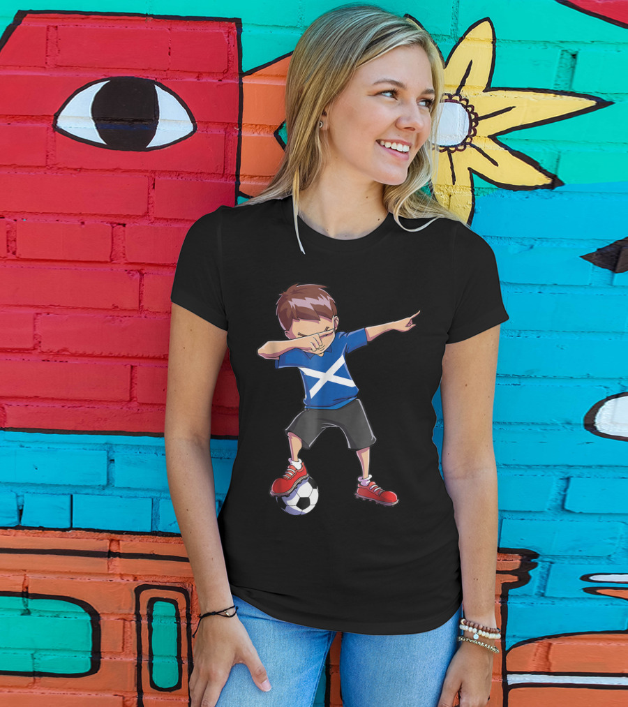 Dabbing Soccer Boys Scottish Flag Football Scotland T-Shirt