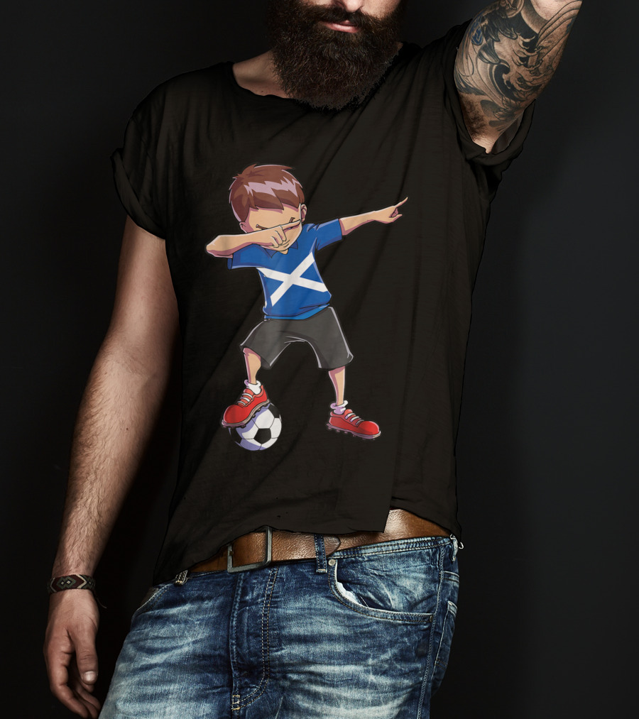 Dabbing Soccer Boys Scottish Flag Football Scotland T-Shirt