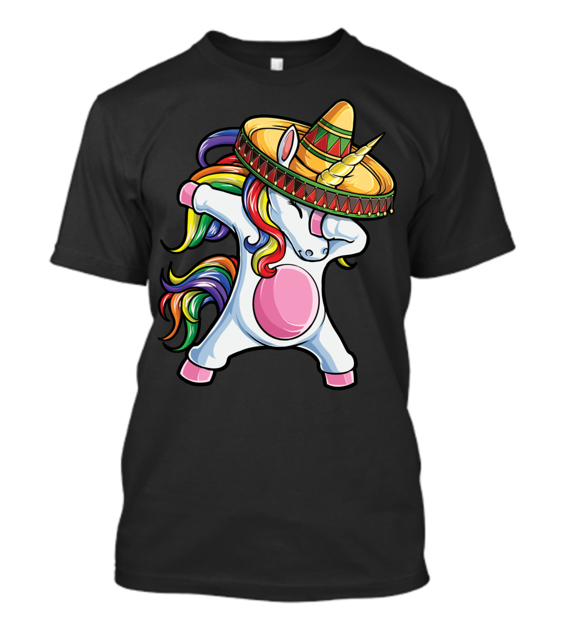 Dabbing Unicorn Rainbow Sombrero Cinco De Mayo T-Shirt