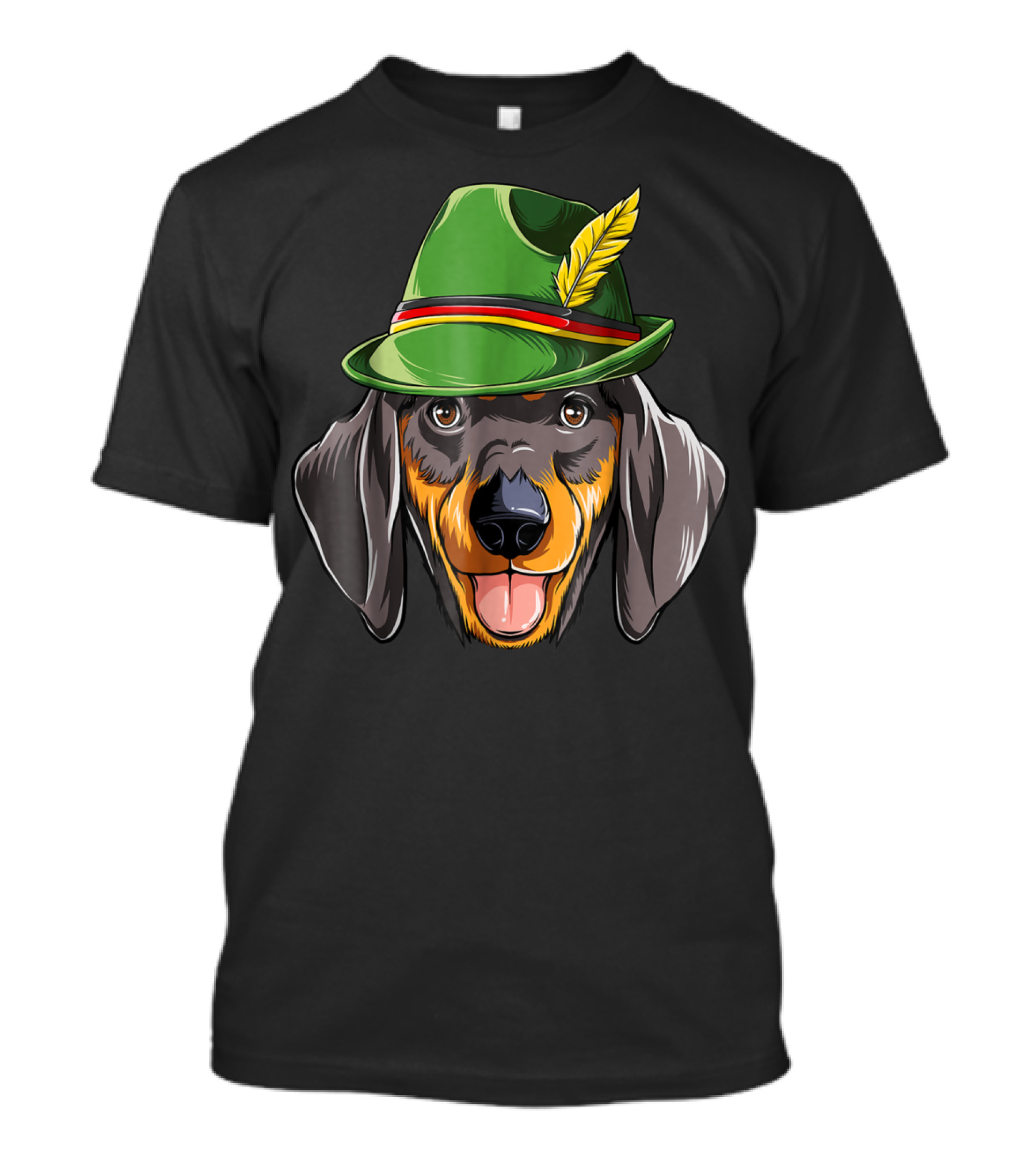 Dachshund Oktoberfest Kids Boys Lederhosen Dog In Green Hat With Feather T-Shirt