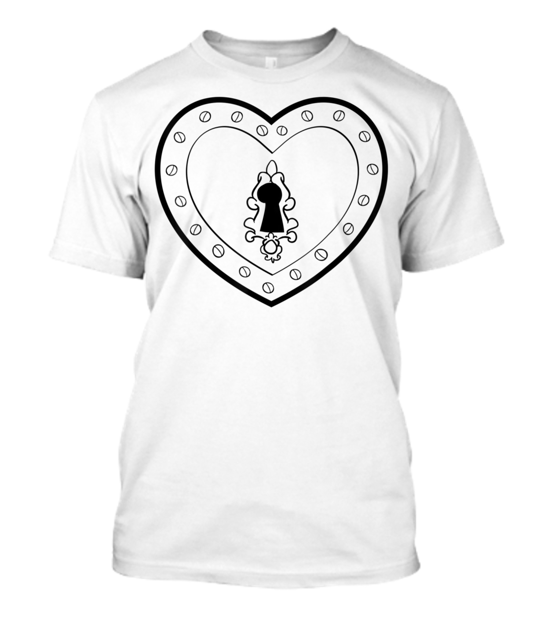 For Loving Pair Girl Boy Valentines Day Heart Lock Keyhole T-Shirt