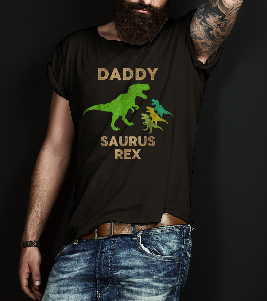 DADDY SAURUS REX Dinosaur Family T-Shirt
