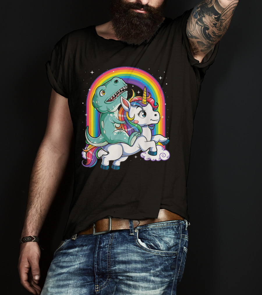 Dinosaur Unicorn Rainbow Fantasy Adventure Party T-Shirt