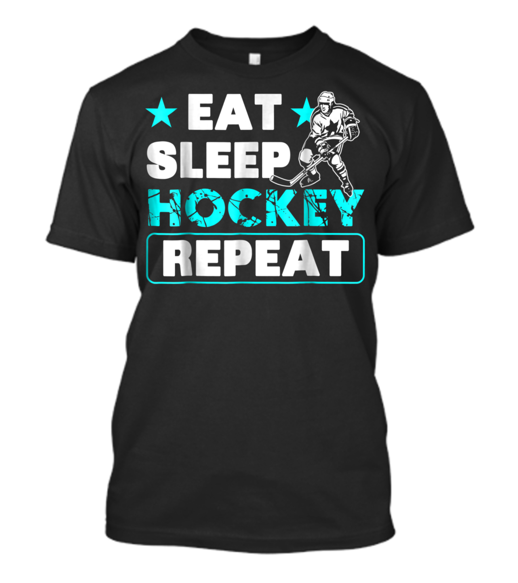 Eat Sleep Hockey Repeat Hockey Lovers Star Icon Skater T-Shirt