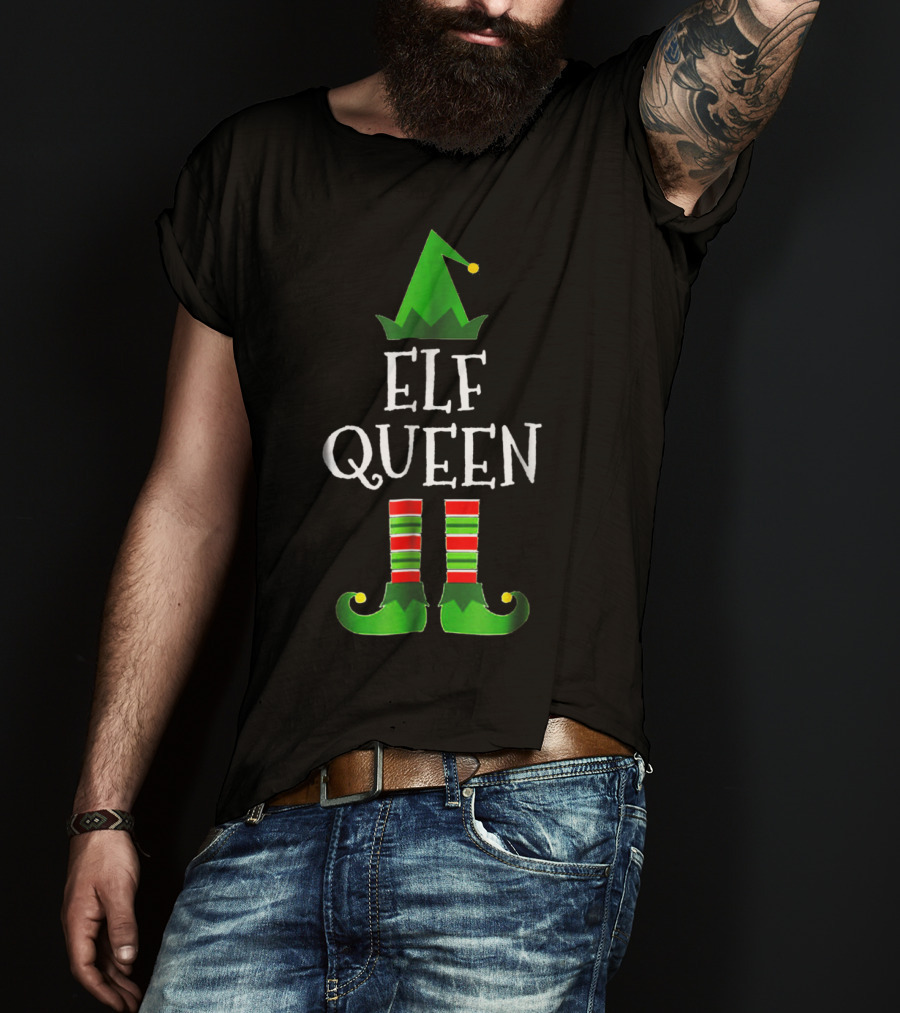 Elf Queen Family Group Christmas Matching T-Shirt