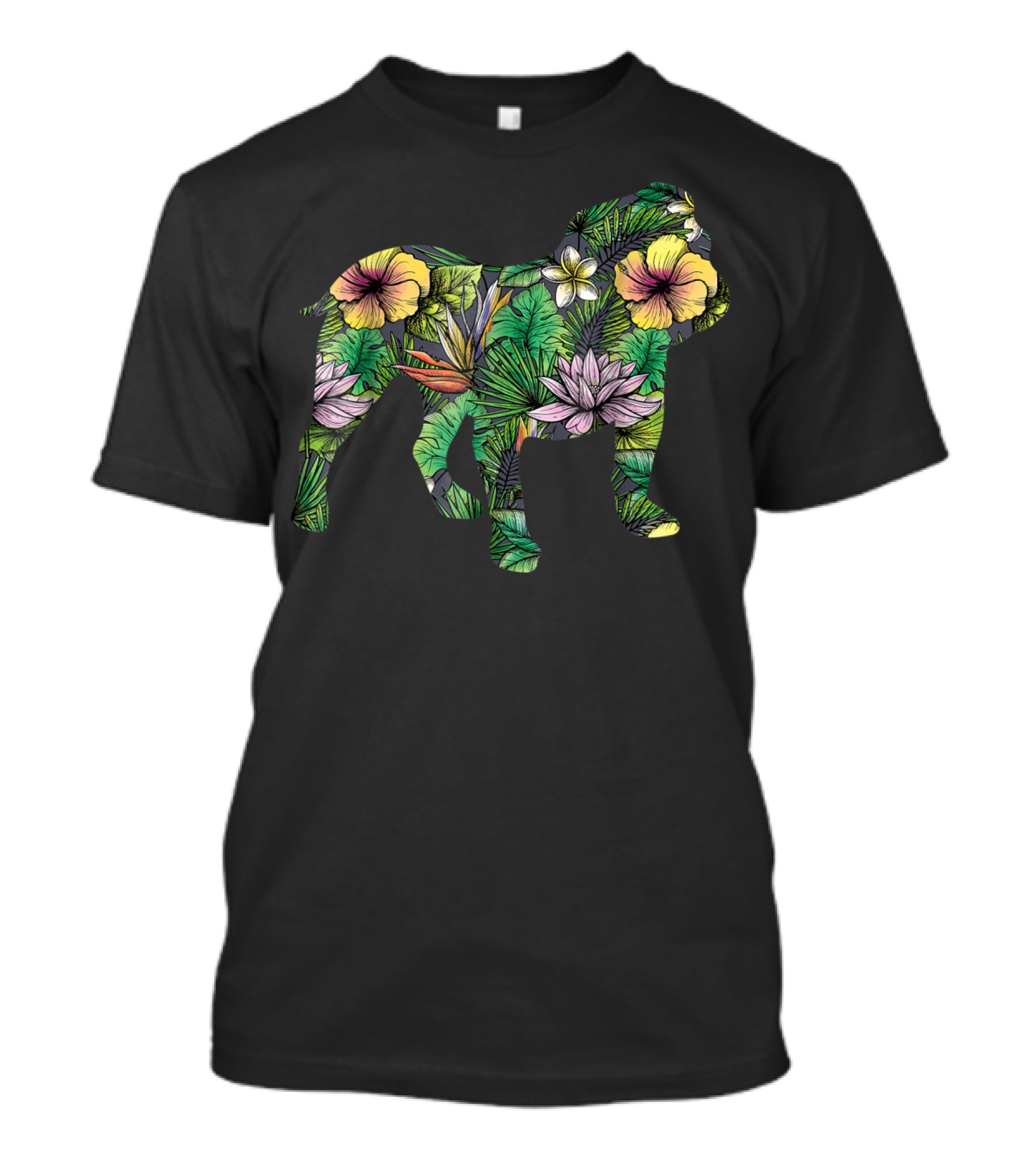 English Bulldog Tropical Floral T-Shirt