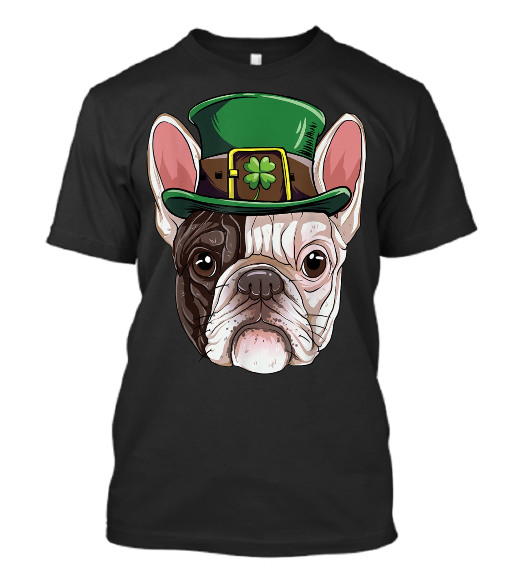 French Bulldog Leprechaun St Patricks Day Dog Wearing Green Hat With Shamrock T-Shirt