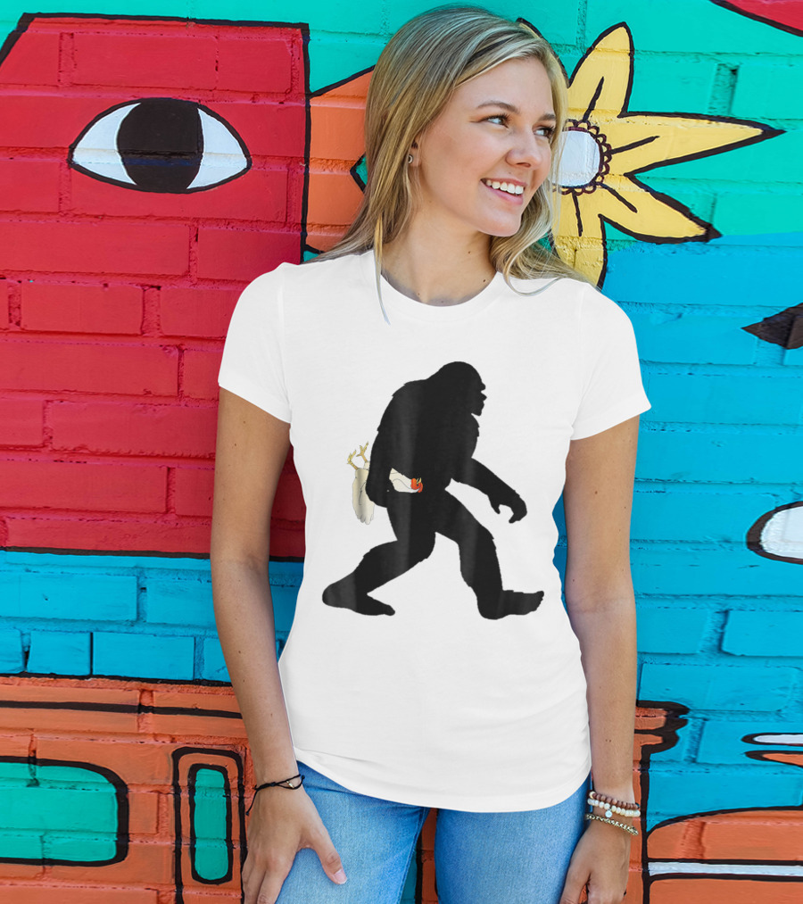 Funny Bigfoot Sasquatch Carrying Chicken Boys T-Shirt