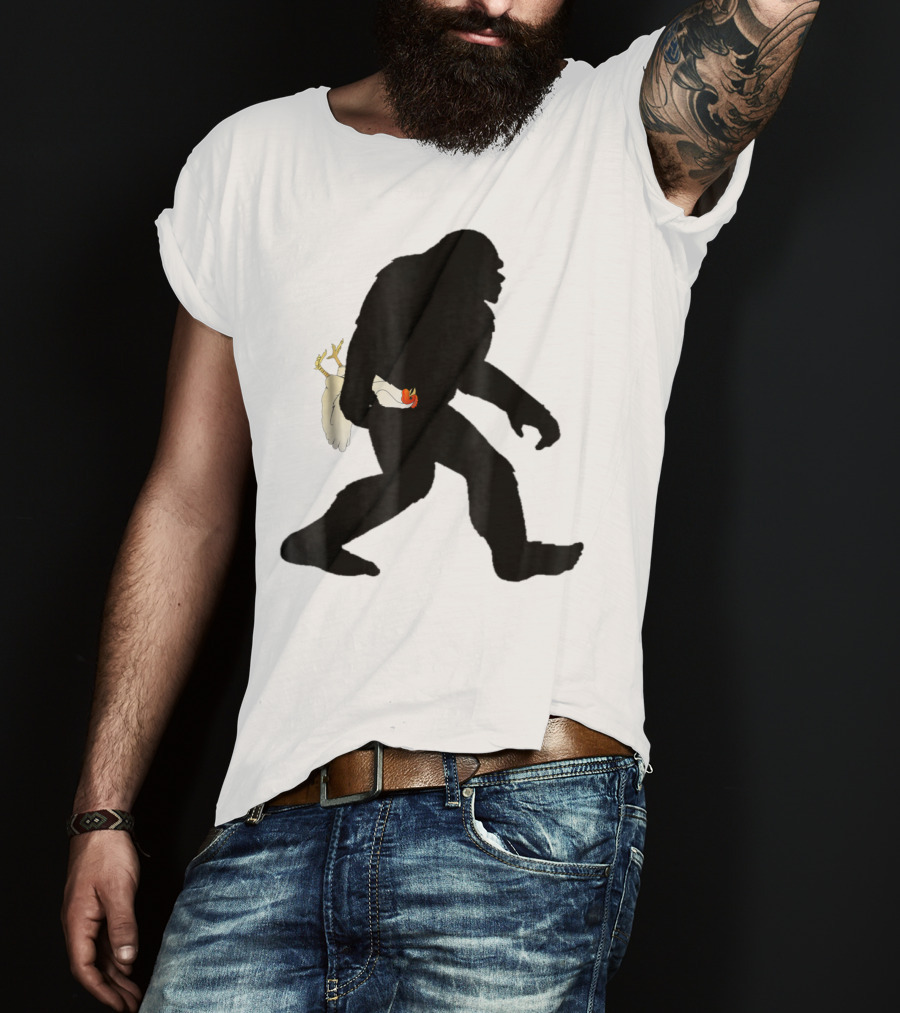 Funny Bigfoot Sasquatch Carrying Chicken Boys T-Shirt