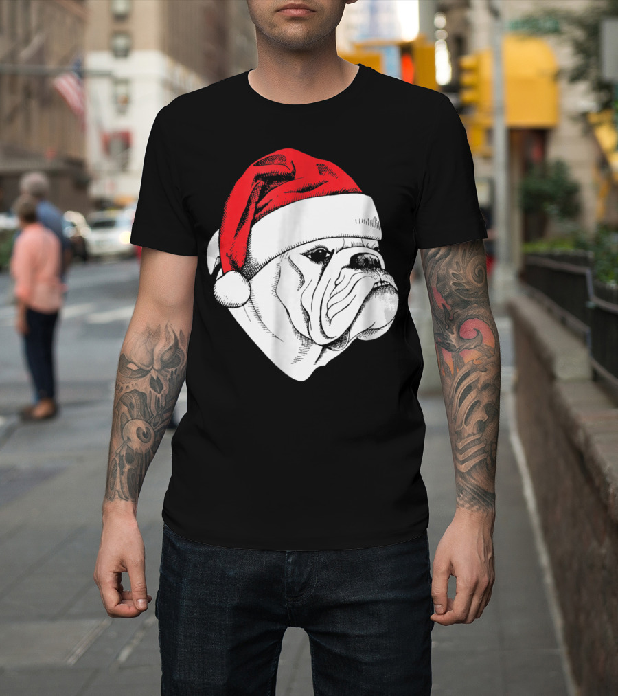 English Bulldog Santa Christmas T-Shirt