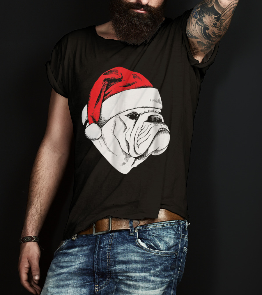 English Bulldog Santa Christmas T-Shirt