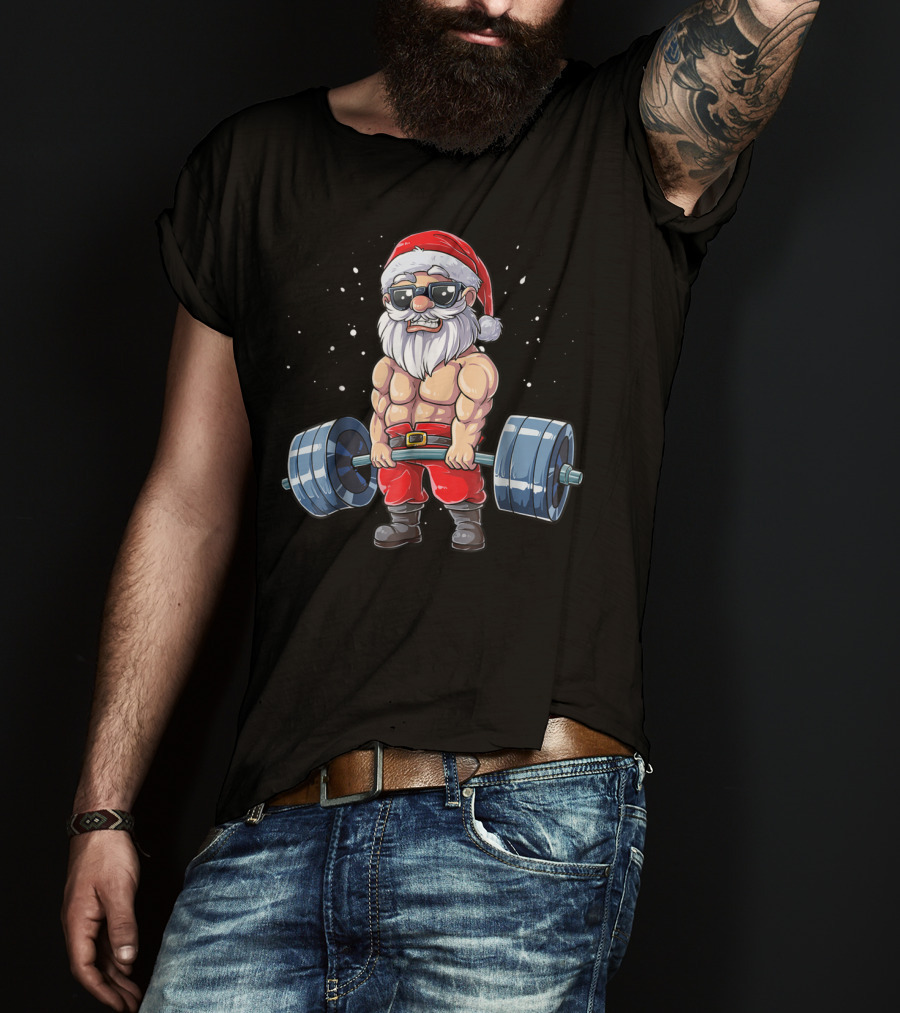 Santa Deadlift Fitness Christmas Gym Xmas Men T-Shirt