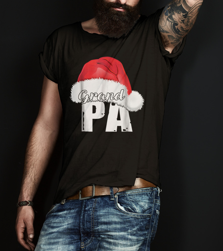Grandpa Christmas Santa Hat Family Matching T-Shirt