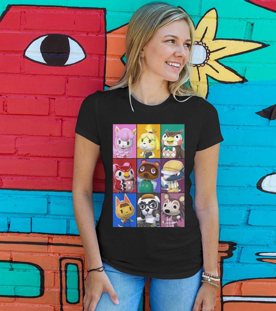 Animal Crossing Character Grid Featuring Isabelle And Tom Nook T-Shirt