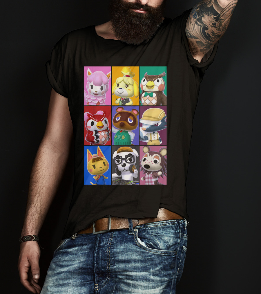 Animal Crossing Character Grid Featuring Isabelle And Tom Nook T-Shirt