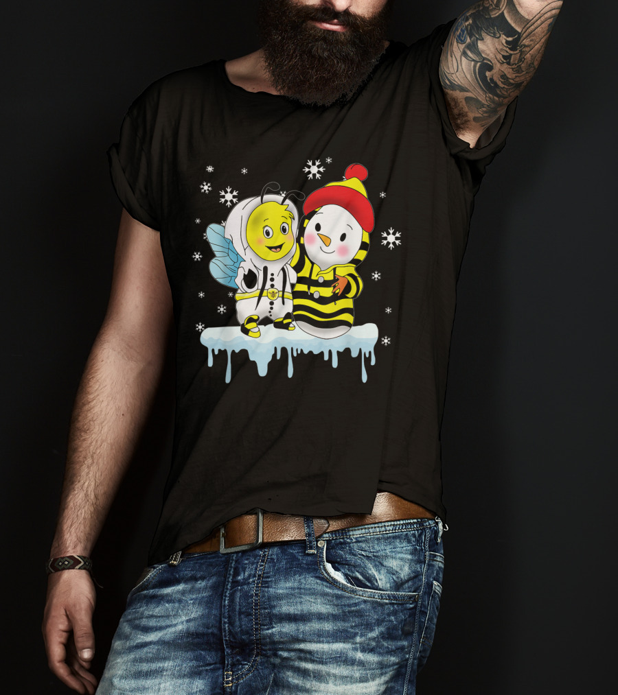Snowman And Bee Holiday Friendship T-Shirt