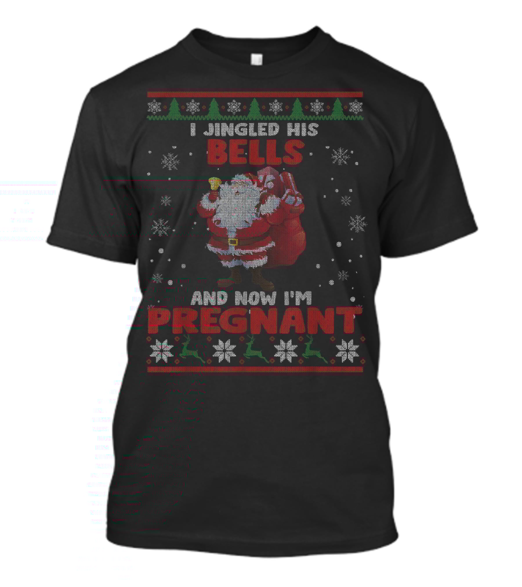 I Jingled His Bells Christmas Santa Pregnant Ugly T-Shirt